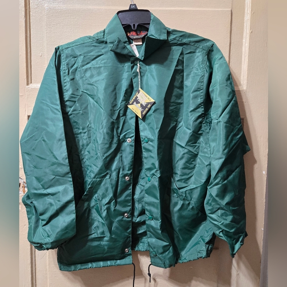 Vintage Pla-Jac by Dunbrooke Snap Front Green Windbreaker Jacket NWT